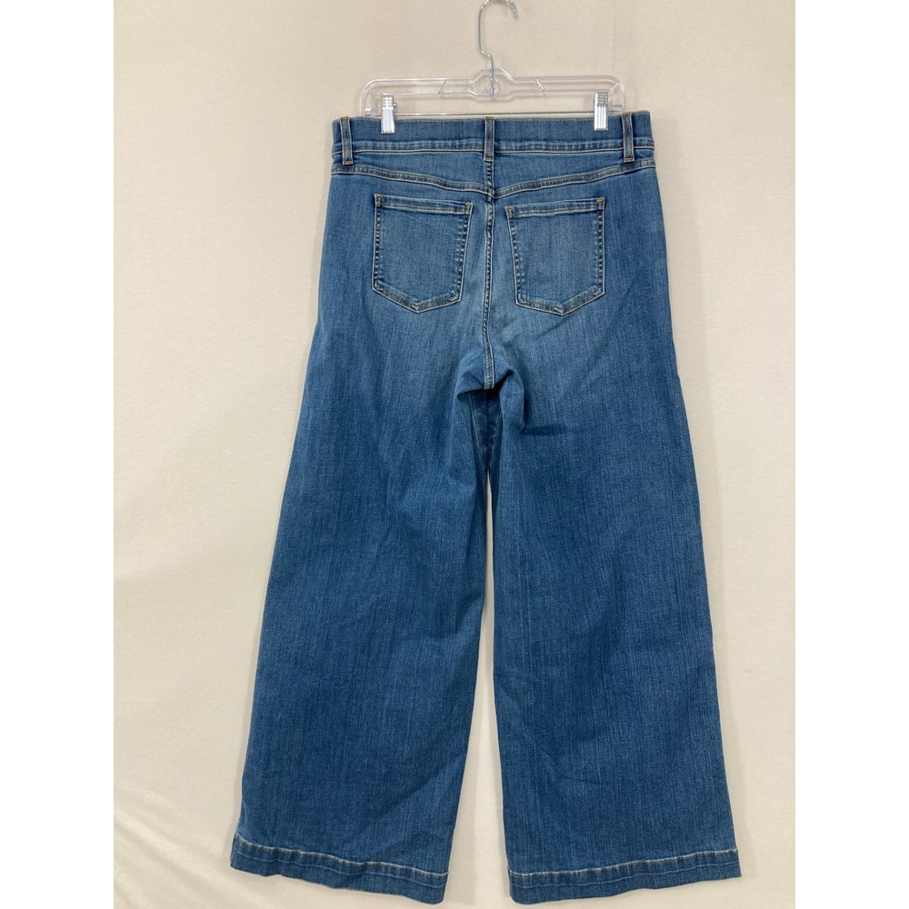 SPANX Seamed Front Wide Leg Jeans Size XL Vintage Indigo Pull-on Comfy - Picture 10 of 11